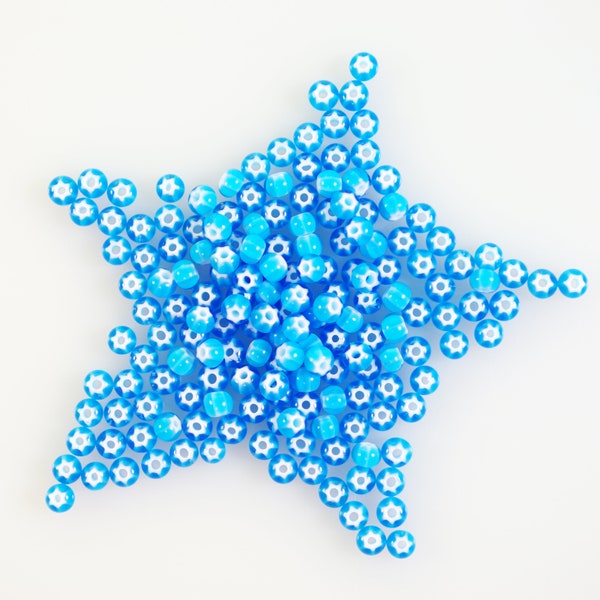 Turquoise Blue Star Core size 6/0 Seed Beads Preciosa Cornelian Star White Heart Beads 10 grams