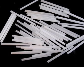 30mm Vintage Venetian Frosty White Satin Bugle Beads 50 pcs.