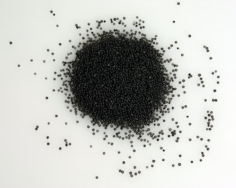Size 24/0 and 22/0 Mix Jet Black Glass Italian Antique Seed Beads 5 Grams Victorian Edwardian Era