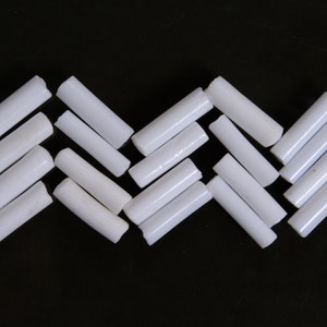Thick White 15mm Vintage Bugle Beads Tribal Art Deco 20 pcs. Skeleton Bones Beads
