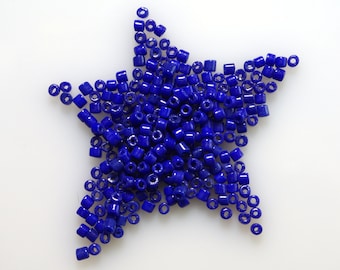 Vintage Venetian Cobalt Blue Opaque Tube Beads 10g