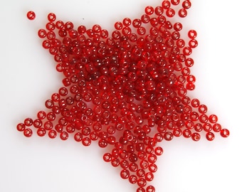 Size 8/0 Cherry Red Translucent Vintage Venetian Seed Beads 10 grams