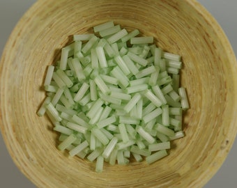 Vintage Italian Bugle Beads: 6mm Celadon Green, 10 grams