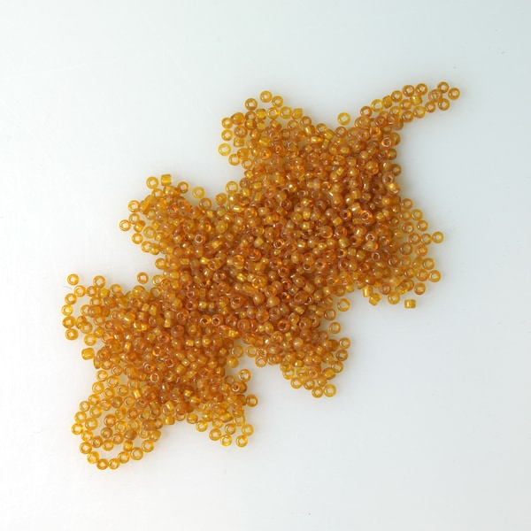 Size 11/0 Vintage Venetian Semi-Matte Translucent Deep Amber Glass Seed Beads 10 g