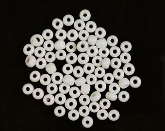 Size 4/0 Bright Shiny White 3-4mm Vintage Venetian Glass Seed Beads 10g