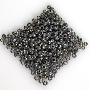 Mixed Sizes 8/0-6/0 Vintage French Semi-Matte Gunmetal Dark Granite Glass Seed Beads 10g
