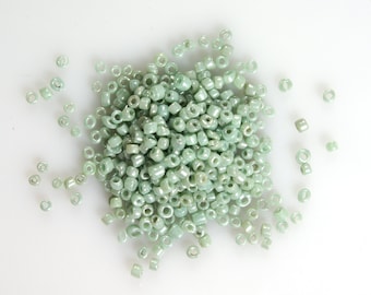 Rare French Seed Beads: Eau de Nil Green Luster, Sizes 8/0 & 6/0 (10g)