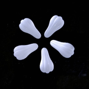 White Matte Teardrop Cabochons Silver Lined Flat Backs 20mm Set of 2