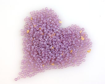 Size 10/0 Vintage French Opalescent Medium Purple Glass Seed Beads 10 Grams