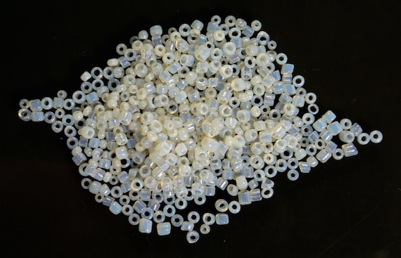Vintage French Opal White Seed Beads: Size 8/0 & 11/0 Mix (10g)