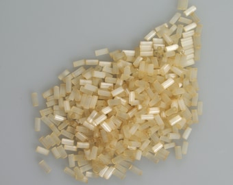 Champagne Satin 4mm Bugle Beads 10 grams Vintage Venetian