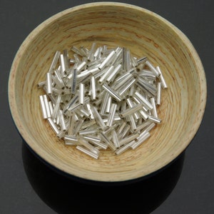 Silver Lined Bugle Beads: 9mm Czech Glass, Size 5 (10g)