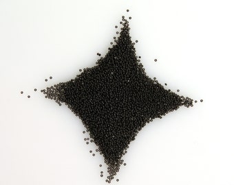 Jet Black Size 22/0 Glass Seed Beads Vintage Venetian 5 Grams Edwardian Gatsby Era