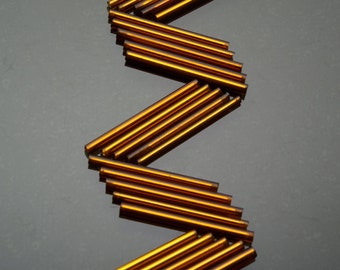 Vintage Copper Czech Glass 30mm Bugle Beads 25 pcs.