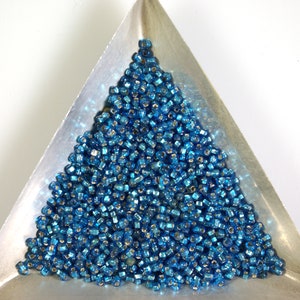 Size 11/0 Deep Capri Blue Silver Lined Vintage Venetian Seed Beads Glass Beads 10g