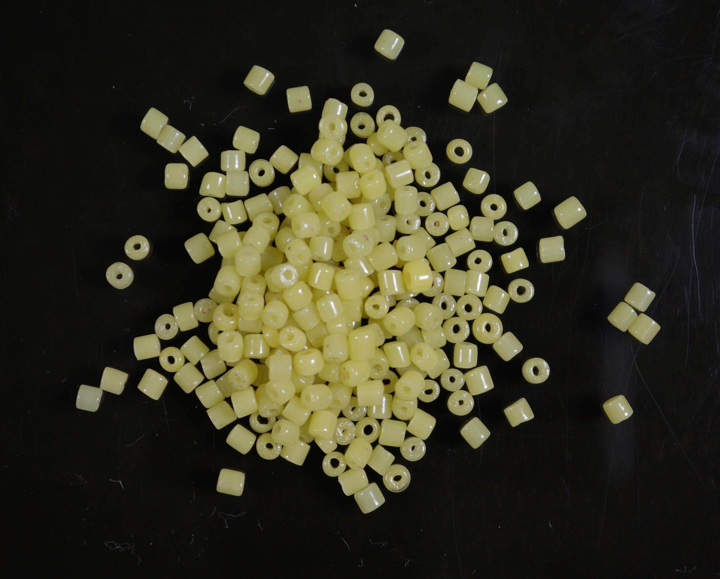 Vintage Greasy Yellow Tile Beads