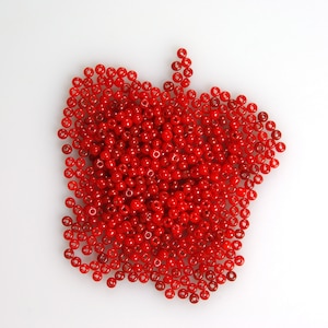 Size 9/0 Cherry Red Semi-Greasy/Opalescent Vintage Venetian Glass Seed Beads 10g