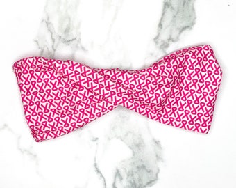 Pink Ribbon Twisted Headband -  Breast Cancer Awareness Ribbon Running Headband. Extra Wide, Buttery Soft, Stretchy Yoga Headwrap.