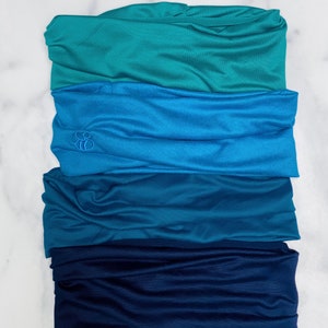 Extra Wide Yoga Headbands. NonSlip Scrunchy Nurse Healthcare Unisex Headwrap. Soft and stretchy, super wide Blue Navy .
