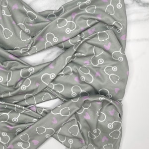 Nurse Headband: Stethoscope Heart Print Twisted Headwrap