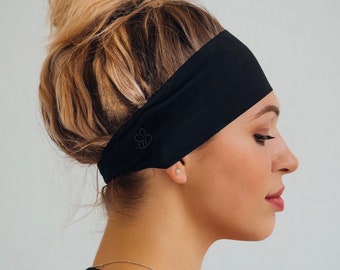 Fascia per yoga antiscivolo nera: fascia atletica senza cuciture che assorbe l'umidità