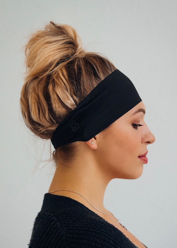 Black Nonslip Yoga Headband Running Headband Black Germ Resistant