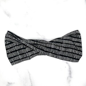 Black and White Headband Twist Headwrap for Yoga or Running. Mudcloth style headband. ETERNITY