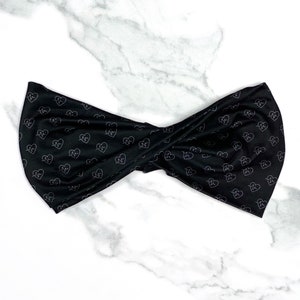Nurse Headband | Black Twisted Headwrap Medical Print by MandaBees. EKG Hearts Pattern Grey Twist Headband