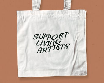 Support Living Artists Crèmekleurige draagtas van 100% katoen