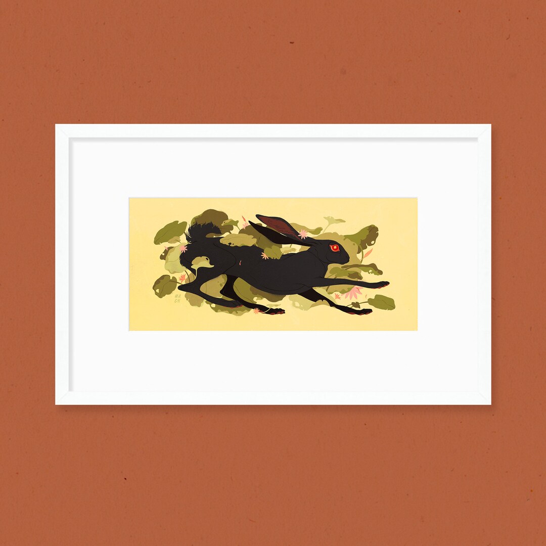 Black Rabbit Mini Print - Etsy