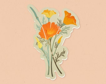 California Poppies Waterproof Vinyl Sticker