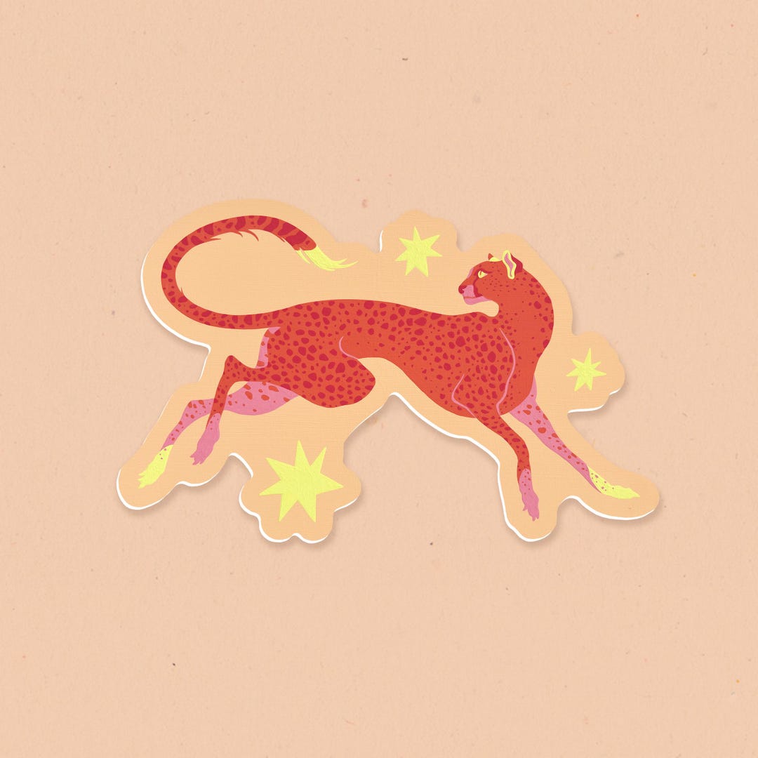 Cheetah Waterproof Vinyl Sticker - Etsy