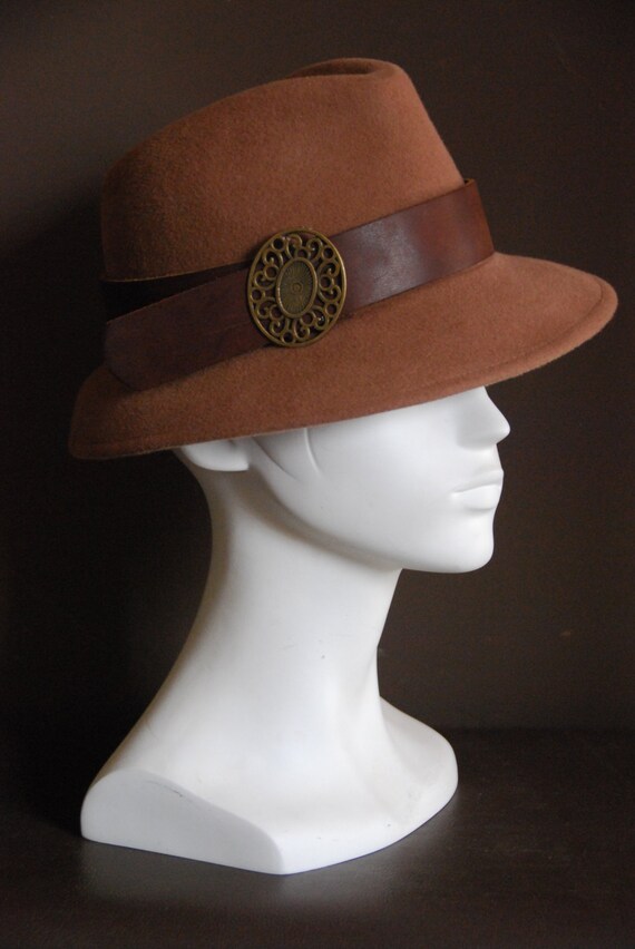 Items similar to brown fur felt fedora hat for women on Etsy