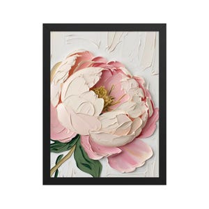 Impasto Pink Peony Póster de papel mate enmarcado