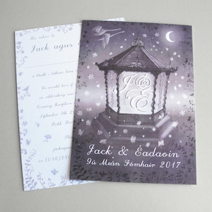 Alternative Wedding Invitations bandstand evening invite purple wedding A6 postcard image 2