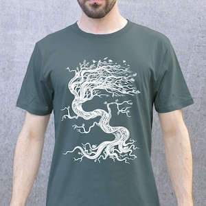 Gairdín feasa, garden of knowledge roll sleeve t-shirt in grey - Irish proverb, organic t-shirt, hand printed Irish t-shirt, as Gaeilge