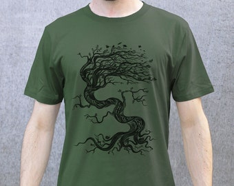 Gairdín feasa, garden of knowledge roll sleeve t-shirt - Irish proverb, organic t-shirt, hand printed Irish t-shirt, as Gaeilge