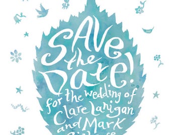 Save the Date - SAMPLE - hazel leaf wedding save the date postcard - A6 wedding invite