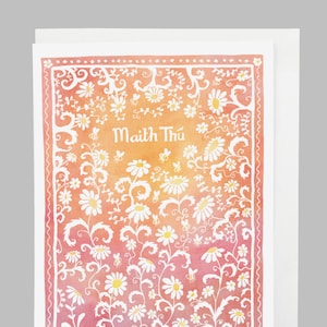 Maith Thú, cárta Gaeilge, Well Done, greeting card in irish, orange