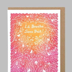 Lá Breithe Sona Duit, cupcake birthday tree, cárta gaeilge, breithlá greeting card in irish