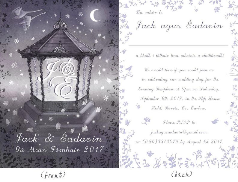 Alternative Wedding Invitations bandstand evening invite purple wedding A6 postcard image 5