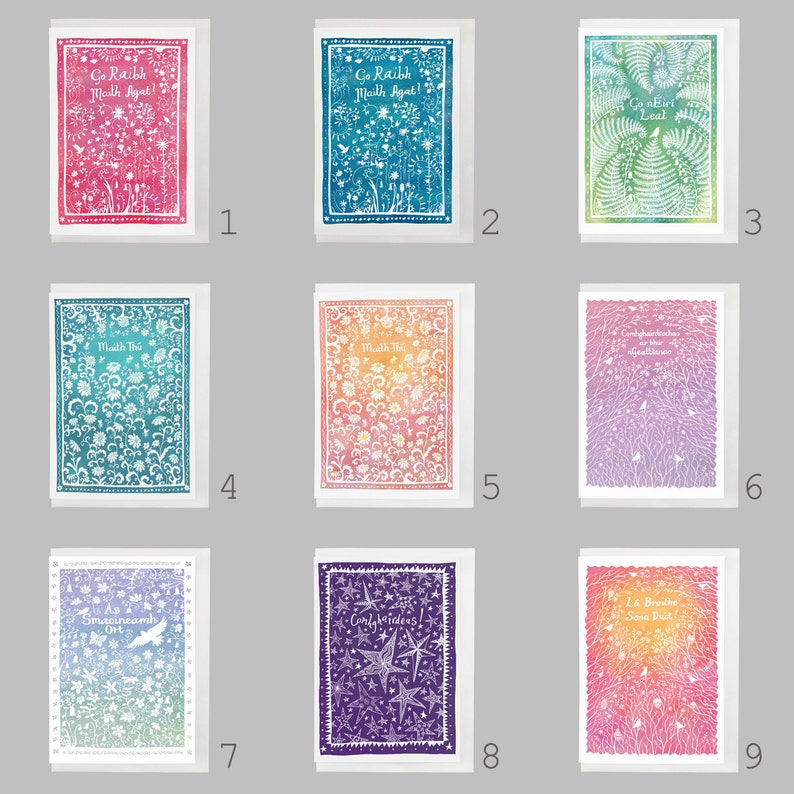 Set of 6 Irish Language Cards, Cártaí Gaeilge, choose any 6 greeting cards image 2