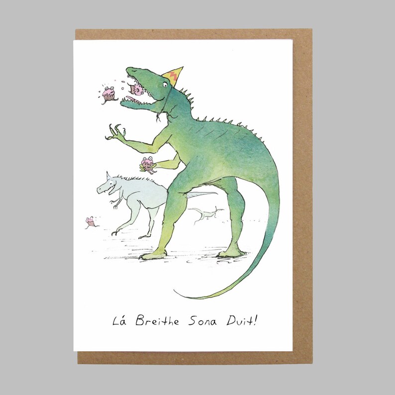 Lá Breithe Sona Duit Cárta Gaeilge Happy Birthday Dinosaur Etsy