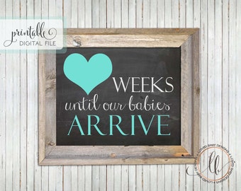 Fill-in-the-Blank Baby Countdown, Countdown für Zwillinge, Schwangerschaft Countdown, Wochen bis unsere Babys kommen - INSTANT DOWNLOAD Printable