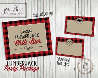 Lumberjack Birthday Party Package, Lumberjack Plaid, Lumberjack First Birthday, Lumberjack Baby Shower, Second Birthday - Printable