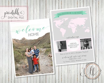 Adoption Announcement, International Adoption Announcement, New Baby Announcement, Printable Adoption Announcement - Personalized, Printable