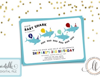 Baby Shark Birthday Invitation - Printable, Digital File