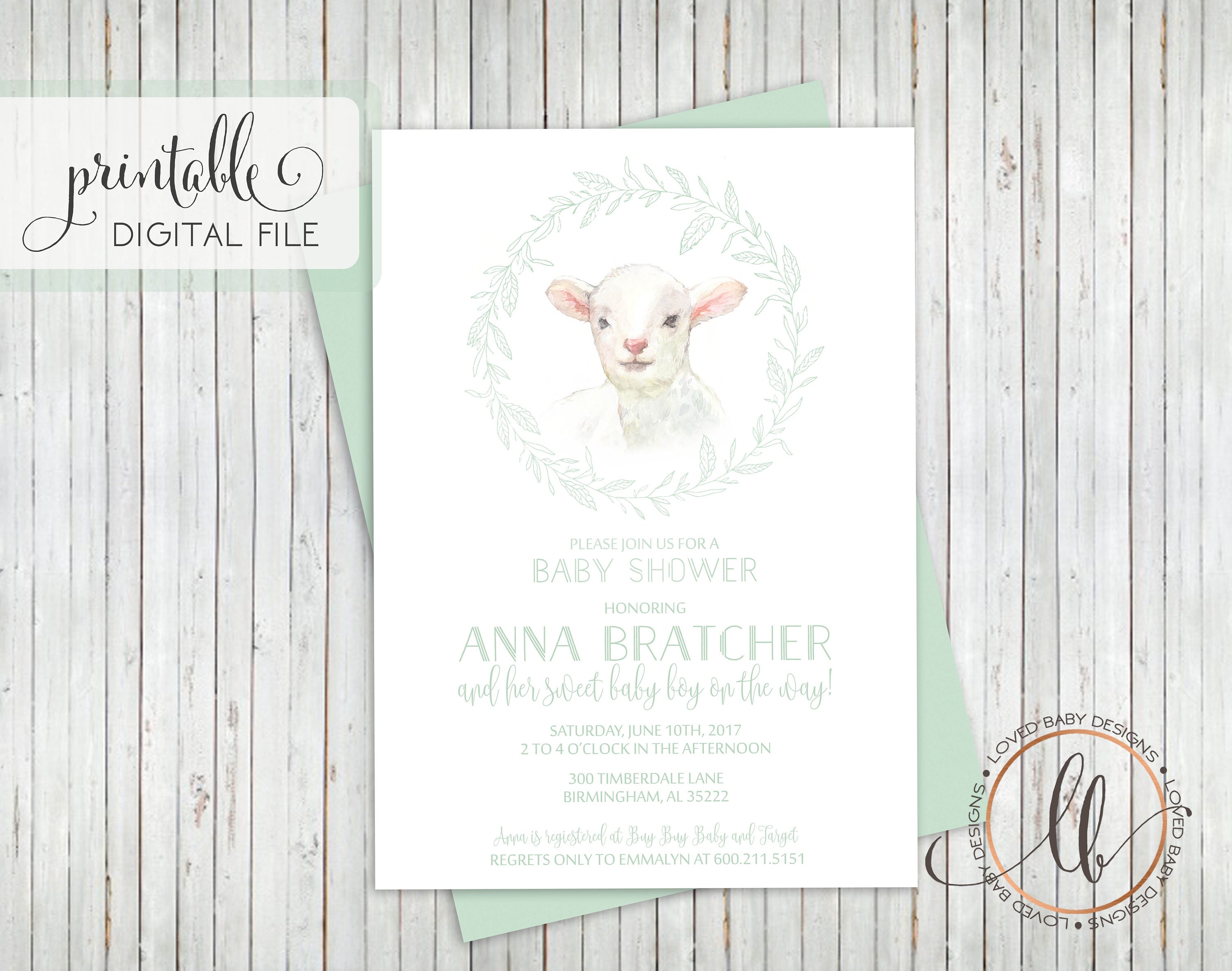 Little Lamb Baby Shower Invitation Sheep Invitation Sweet Etsy