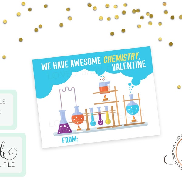 Science Valentines - Chemistry Valentine - Chemistry Lab Valentines - Science Experiment Valentine - Printable Valentines - INSTANT DOWNLOAD