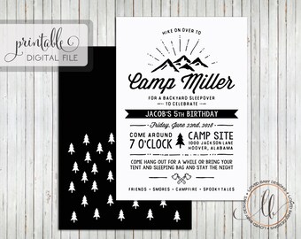 Campout Birthday Invitation, Camp Out Birthday Invitation, Campout Birthday, Backyard Campout Party - Printable, Digital File